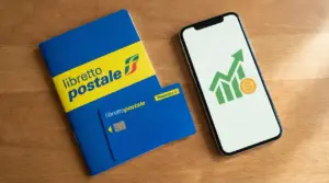 Libretto postale con carta e smartphone su un tavolo, immagine legata a una nuova agevolazione per i clienti
